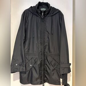 Lauren Ralph Lauren Active Black Full Zip Hooded Wind Rain Coat Womens Size 2X